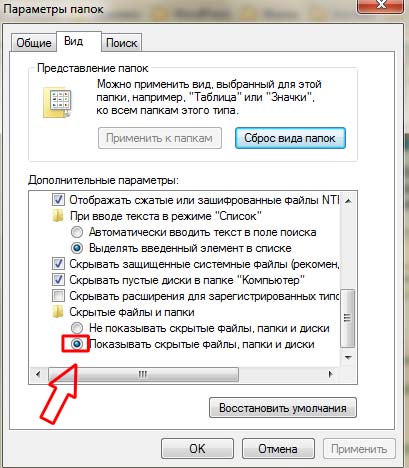 Скрытые файлы и папки Windows
