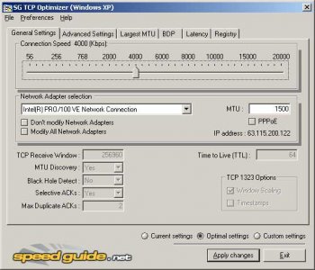 бесплатная программа SpeedGuide.net TCP Optimizer
